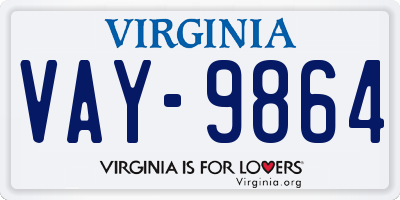 VA license plate VAY9864