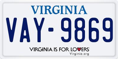 VA license plate VAY9869