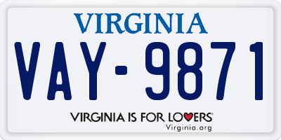 VA license plate VAY9871