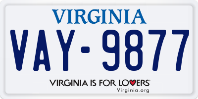 VA license plate VAY9877