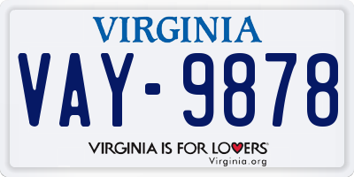 VA license plate VAY9878