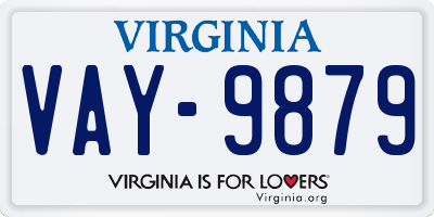 VA license plate VAY9879