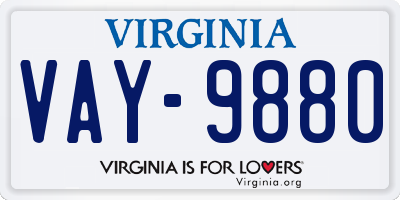 VA license plate VAY9880