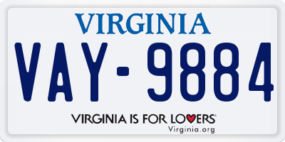 VA license plate VAY9884