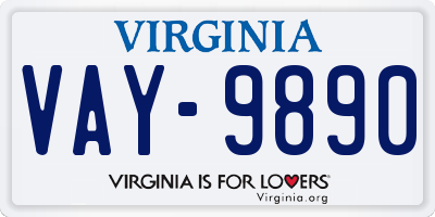 VA license plate VAY9890