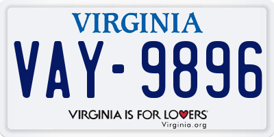 VA license plate VAY9896