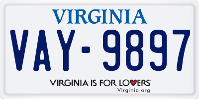 VA license plate VAY9897