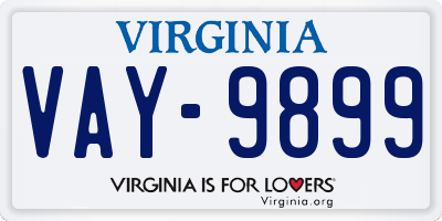 VA license plate VAY9899