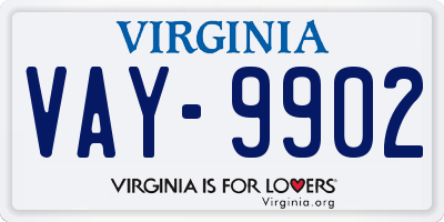 VA license plate VAY9902