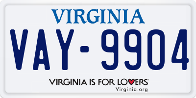 VA license plate VAY9904