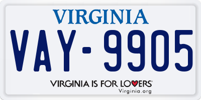 VA license plate VAY9905