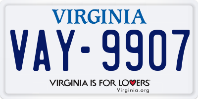 VA license plate VAY9907