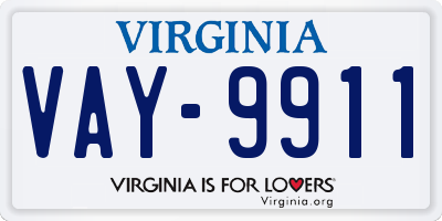 VA license plate VAY9911