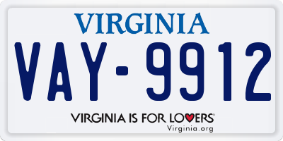 VA license plate VAY9912