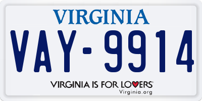 VA license plate VAY9914