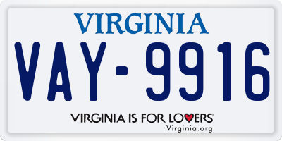 VA license plate VAY9916