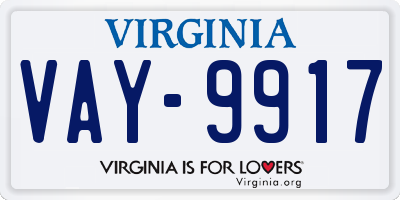 VA license plate VAY9917