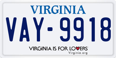 VA license plate VAY9918