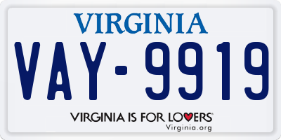 VA license plate VAY9919