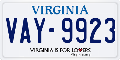 VA license plate VAY9923