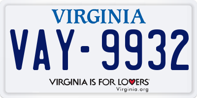 VA license plate VAY9932