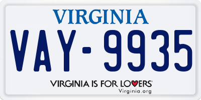 VA license plate VAY9935