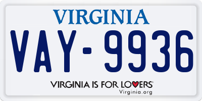 VA license plate VAY9936