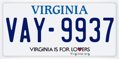 VA license plate VAY9937