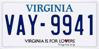 VA license plate VAY9941