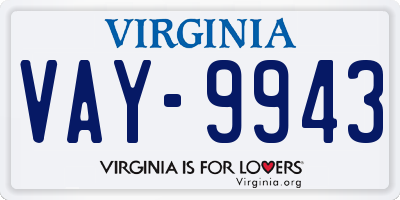 VA license plate VAY9943
