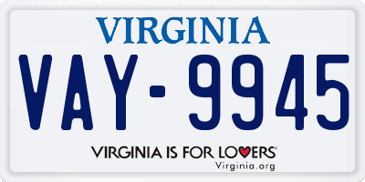 VA license plate VAY9945