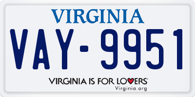 VA license plate VAY9951