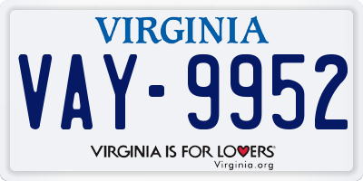 VA license plate VAY9952