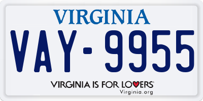 VA license plate VAY9955
