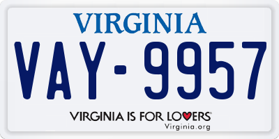 VA license plate VAY9957