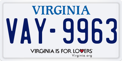 VA license plate VAY9963