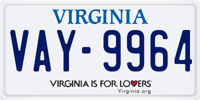 VA license plate VAY9964