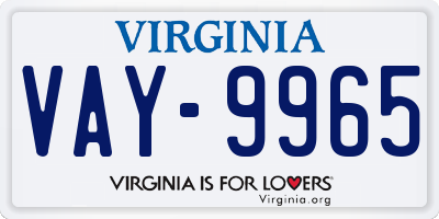 VA license plate VAY9965
