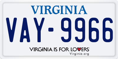 VA license plate VAY9966