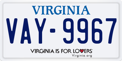 VA license plate VAY9967