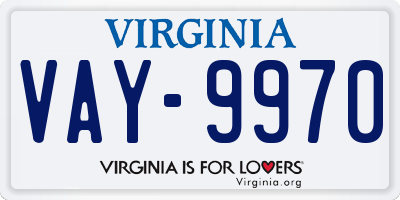 VA license plate VAY9970