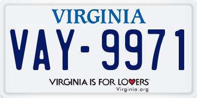VA license plate VAY9971