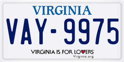 VA license plate VAY9975