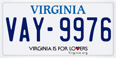 VA license plate VAY9976