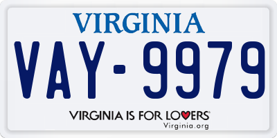 VA license plate VAY9979