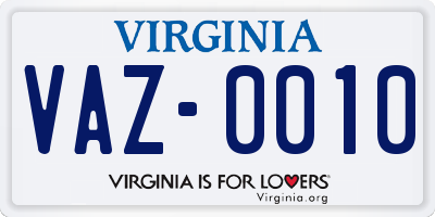 VA license plate VAZ0010