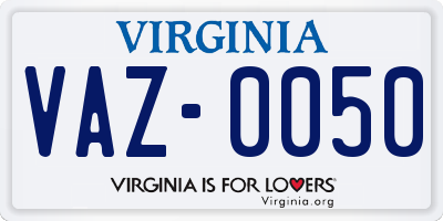 VA license plate VAZ0050