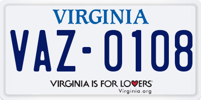 VA license plate VAZ0108
