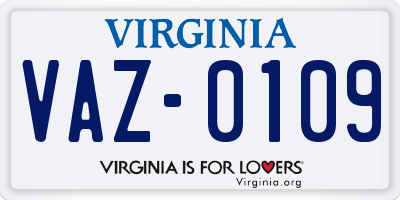 VA license plate VAZ0109