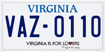 VA license plate VAZ0110
